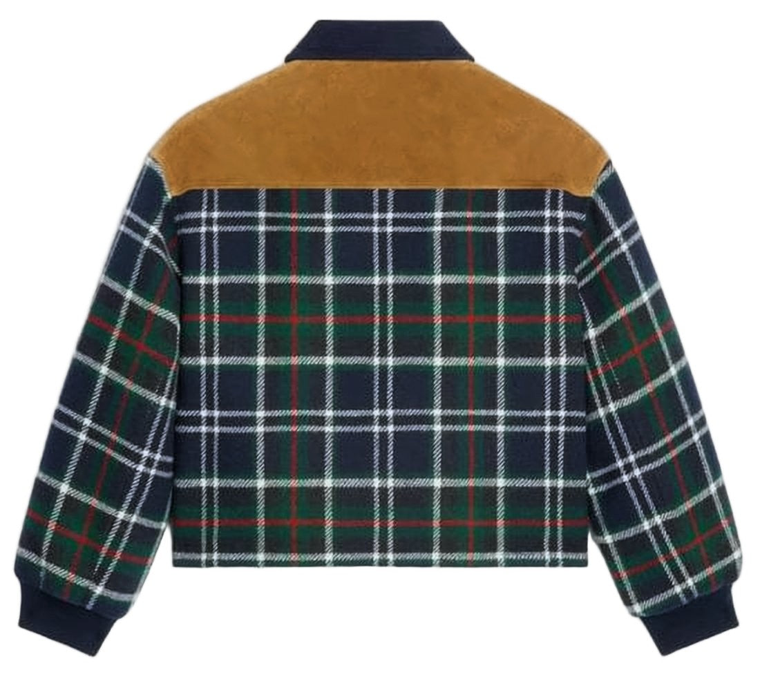 Celine Plaid Wool Jacket With Suede Panels