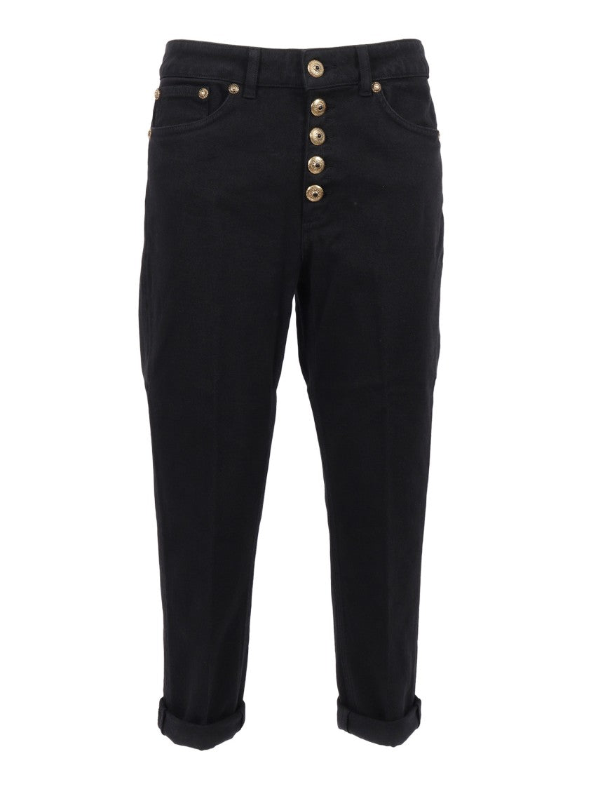 Dondup High-Waisted Tailored Pants With Button-Up Front And Rolled Cuffs
