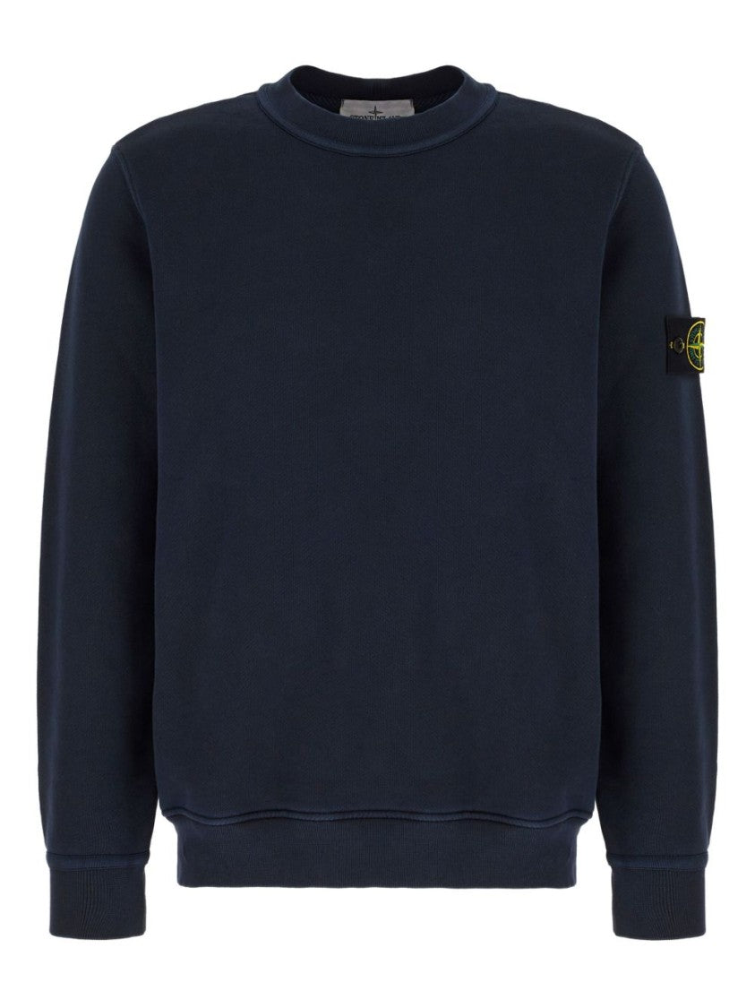 Stone Island Crew Neck Cotton Sweatshirt With Signature Patch