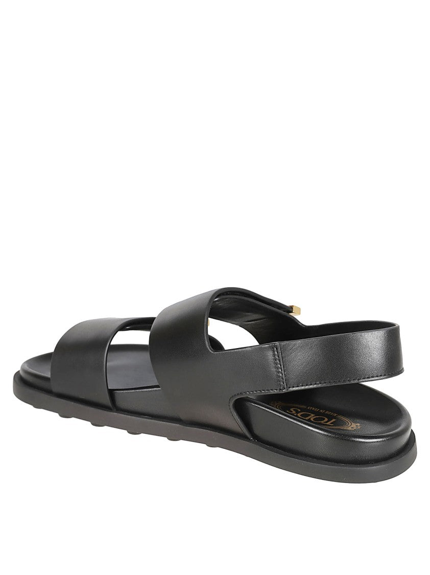 Tod's Black Sandals With Gold Accent