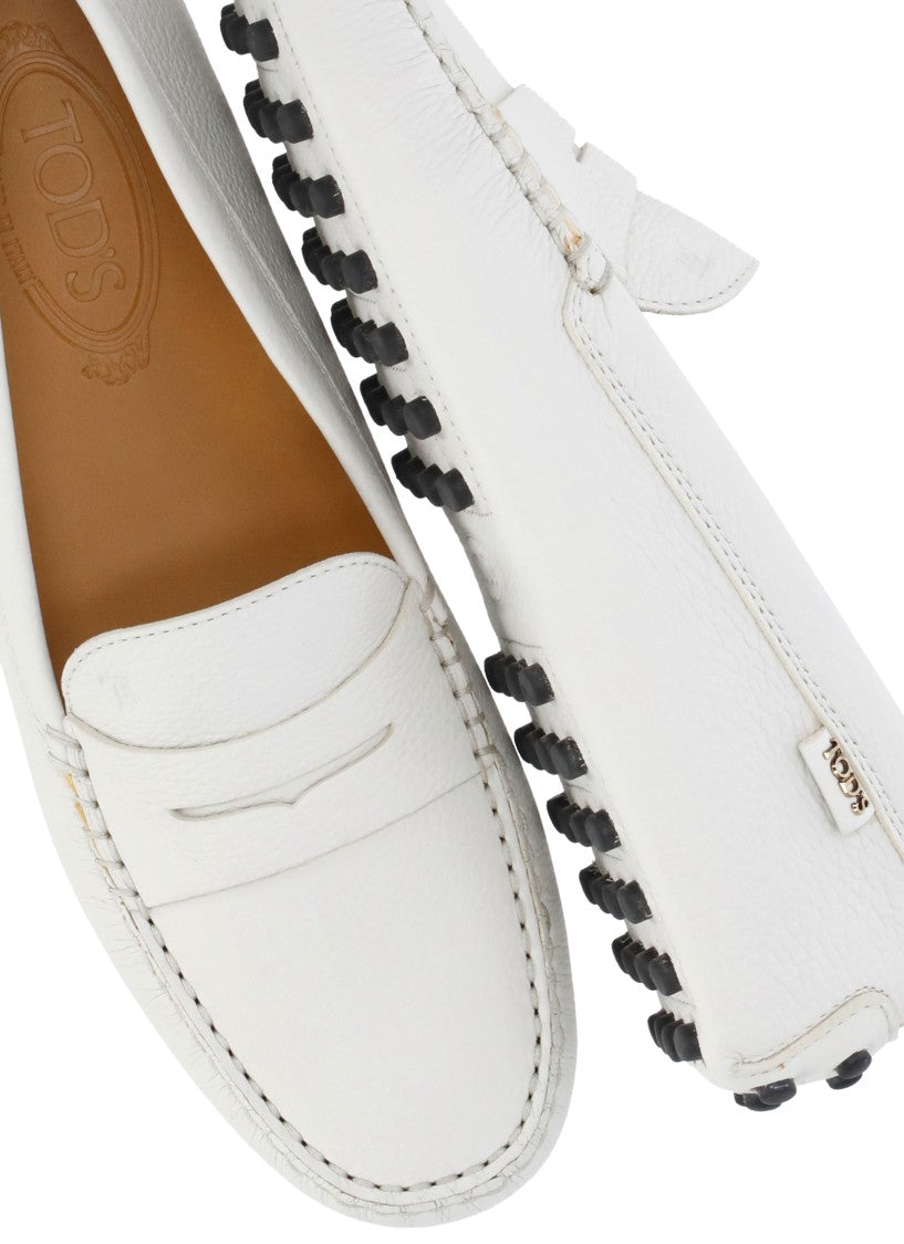 Tod's Ivory Side Metal Logo Loafers
