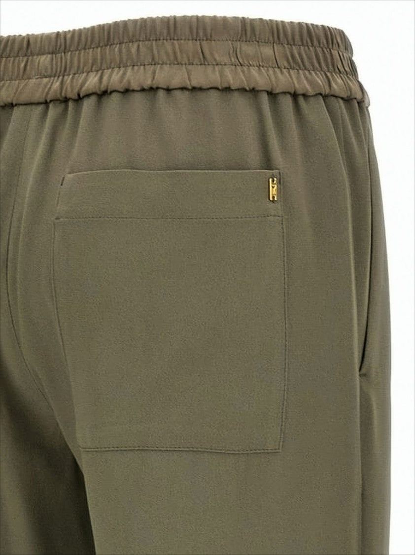 Ami Wide-Leg Brown Pants With Adjustable Buckle Detail
