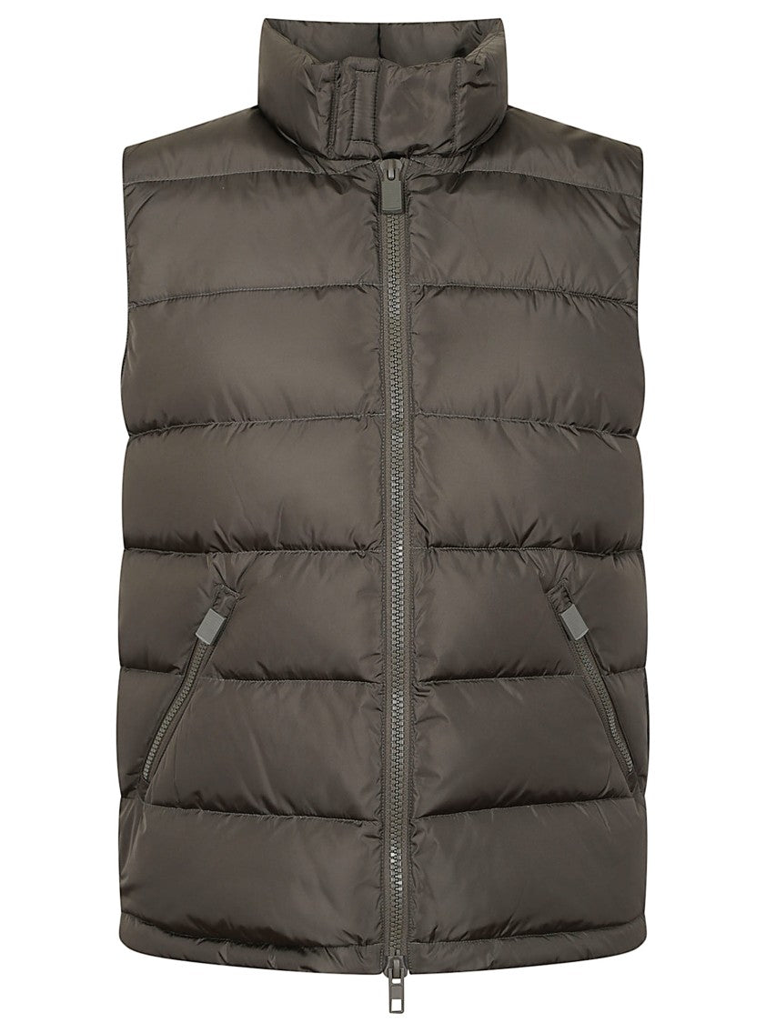 Aspesi Military-Inspired Padded Nylon Gilet With Stand Collar