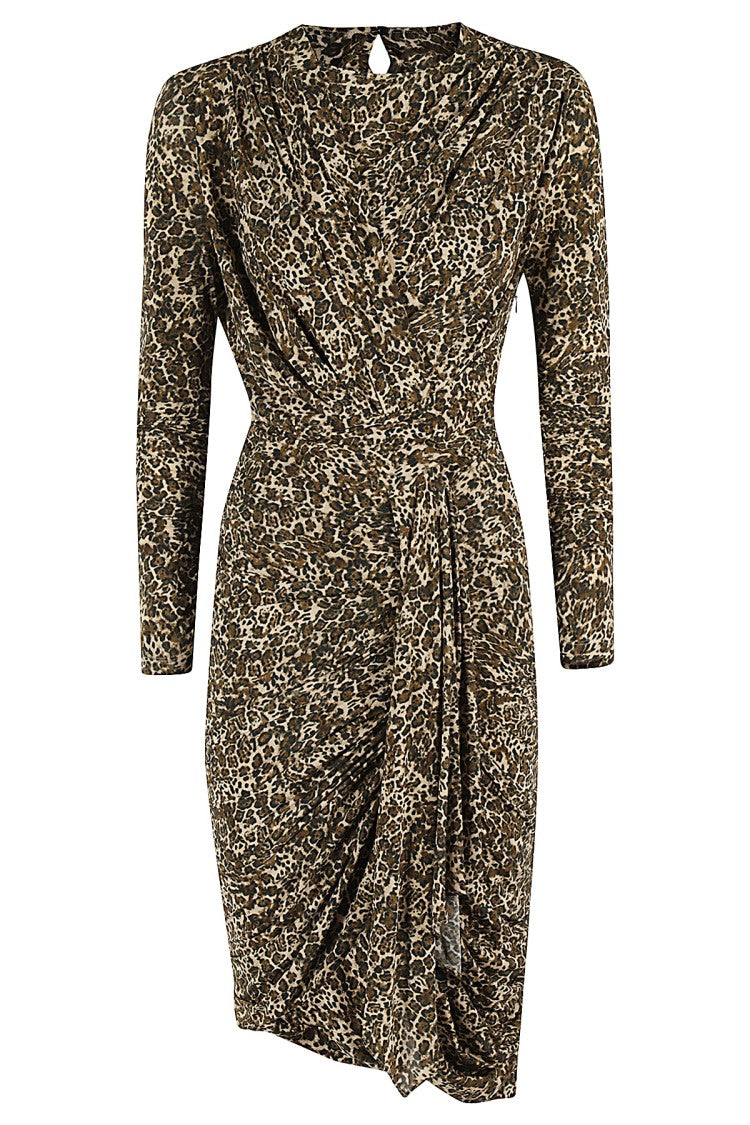Isabel Marant Draped Midi Dress In Leopard Print