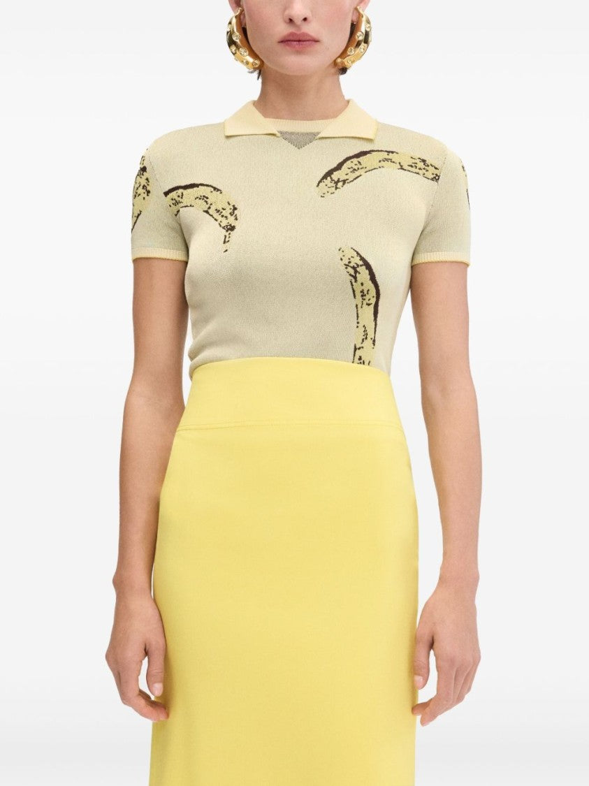 Jacquemus Le Marino V-Neck Polo With Playful Banana Print