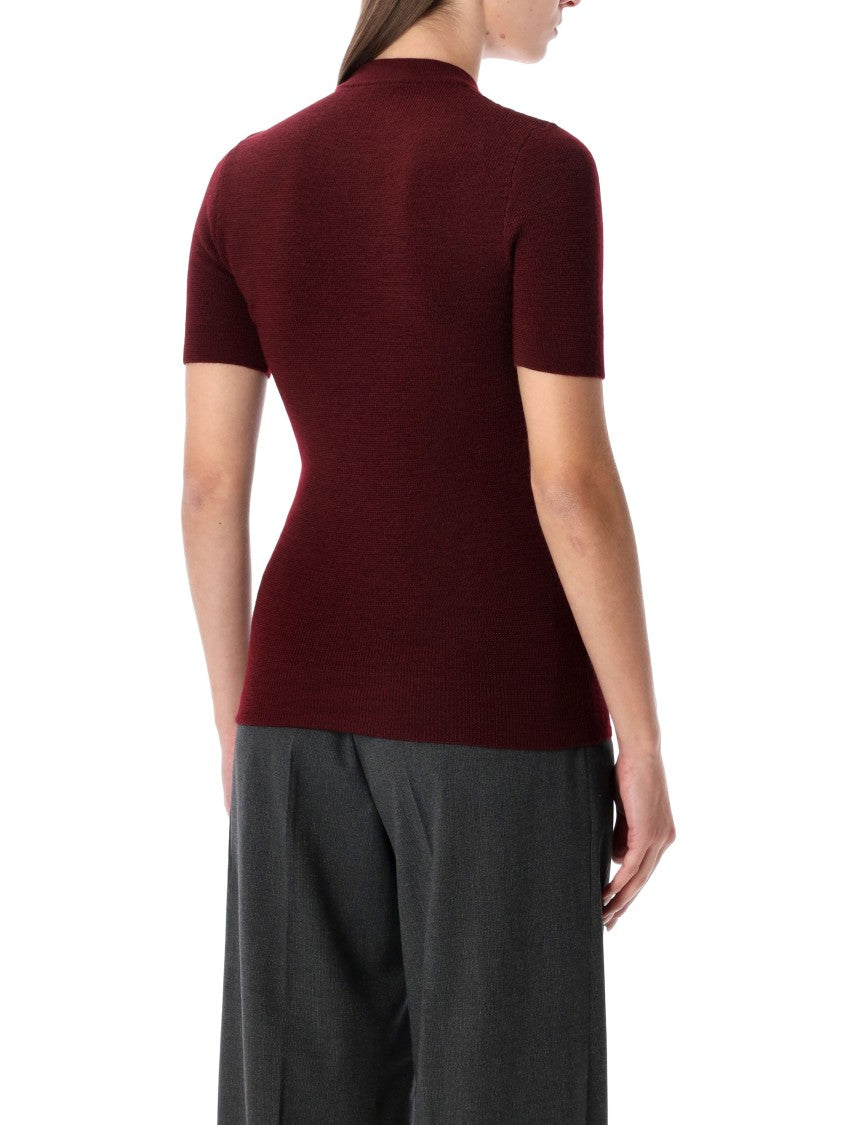 Prada Burgundy Wool Sweater With Jewel Pendants