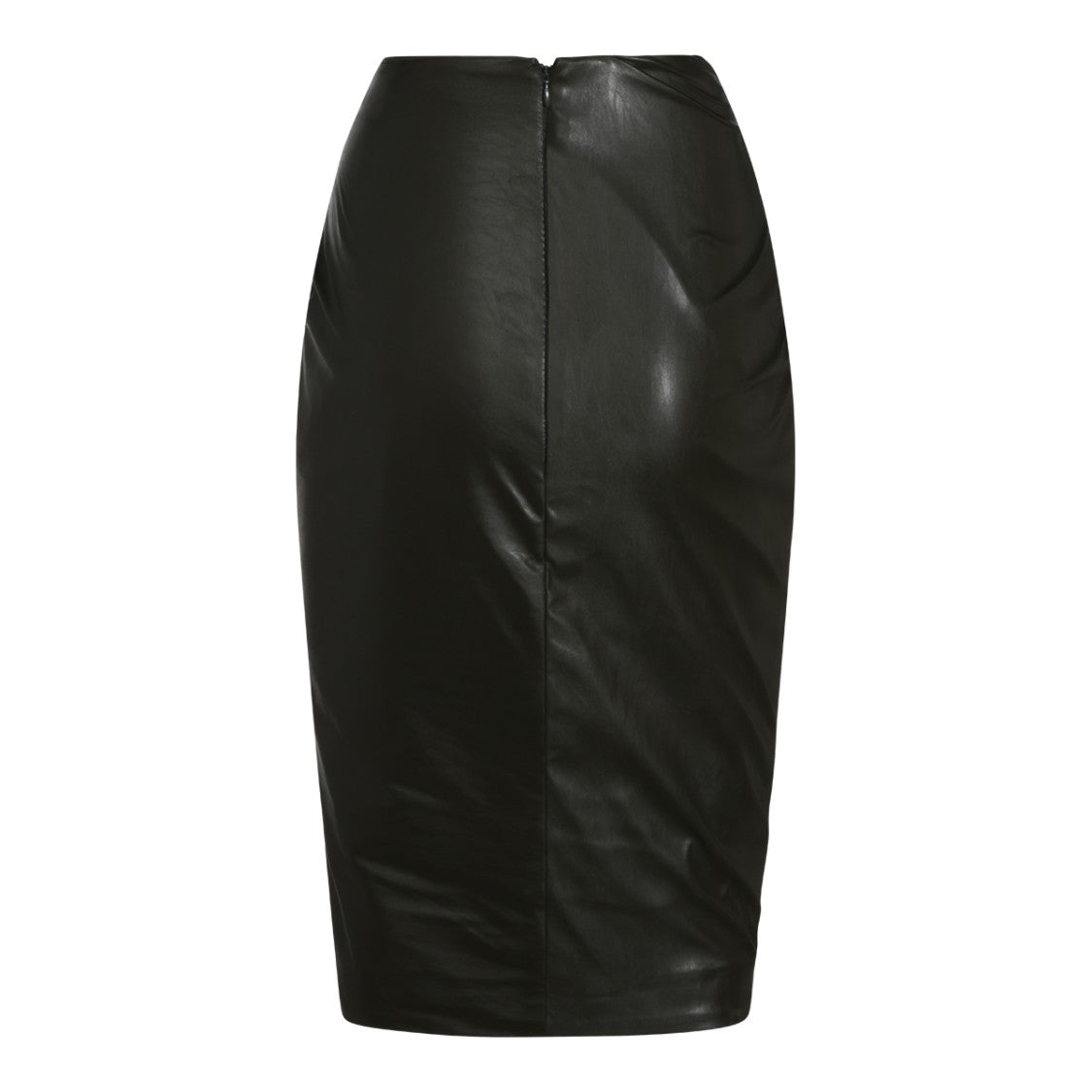 Diesel Black Draped Faux Leather Midi Skirt