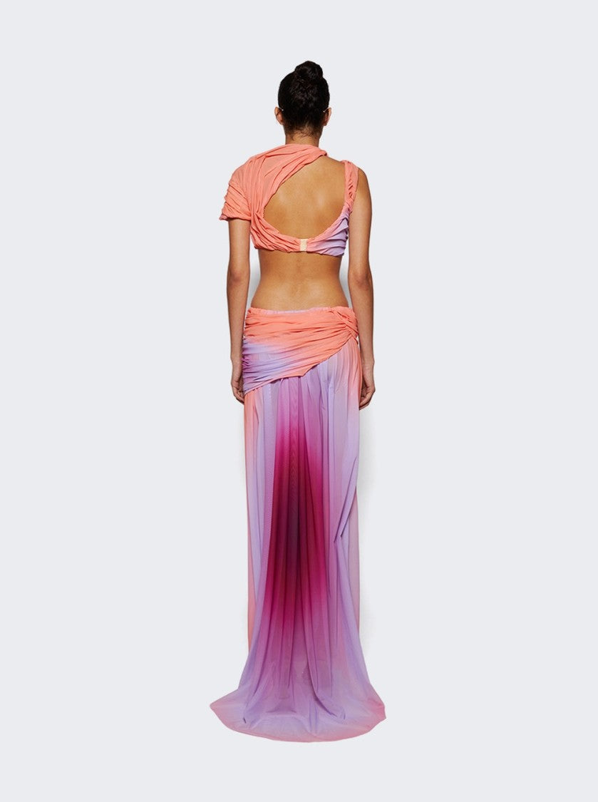 Di Petsa Long Wetlook Dress Sunset Gradient