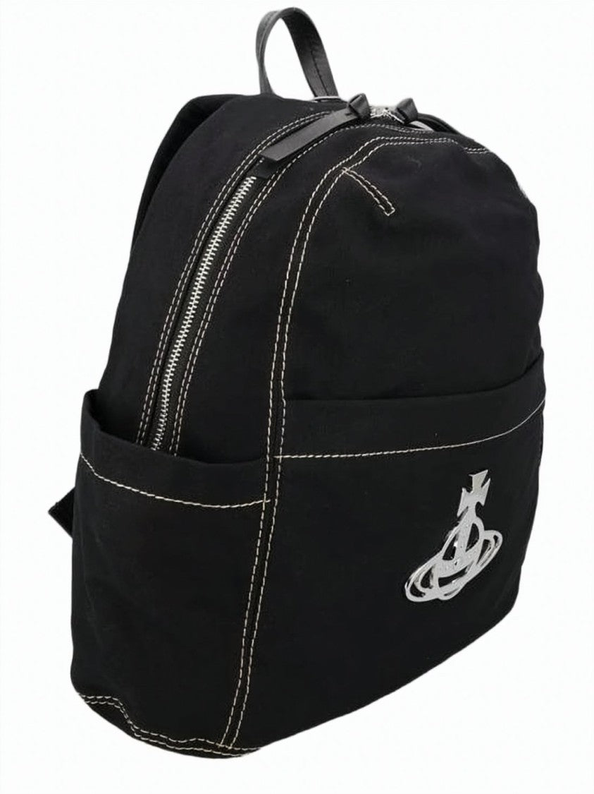Vivienne Westwood Cotton Backpack With Distinctive Silver Emblem