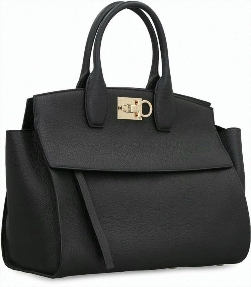 Salvatore Ferragamo Structured Calf Leather Tote Bag