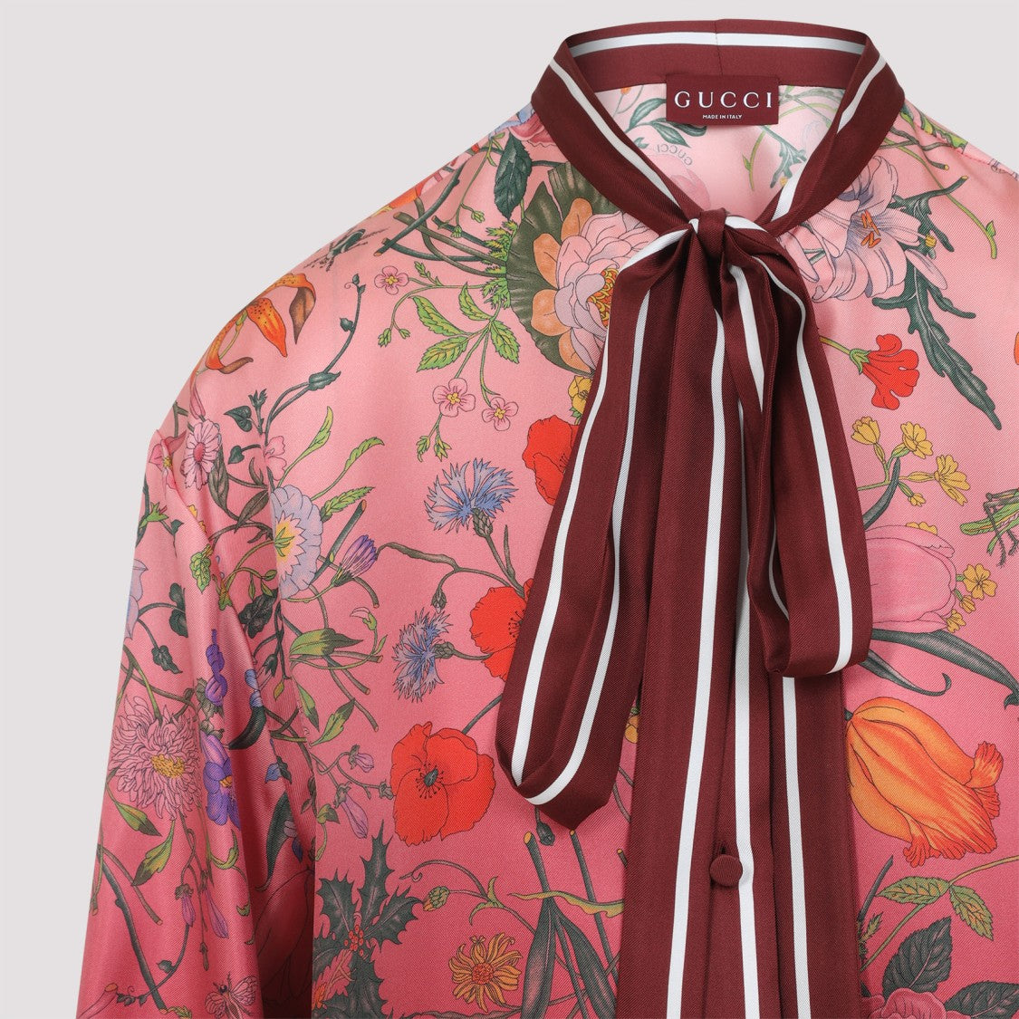 Gucci Pink Silk Degrade Floral Shirt