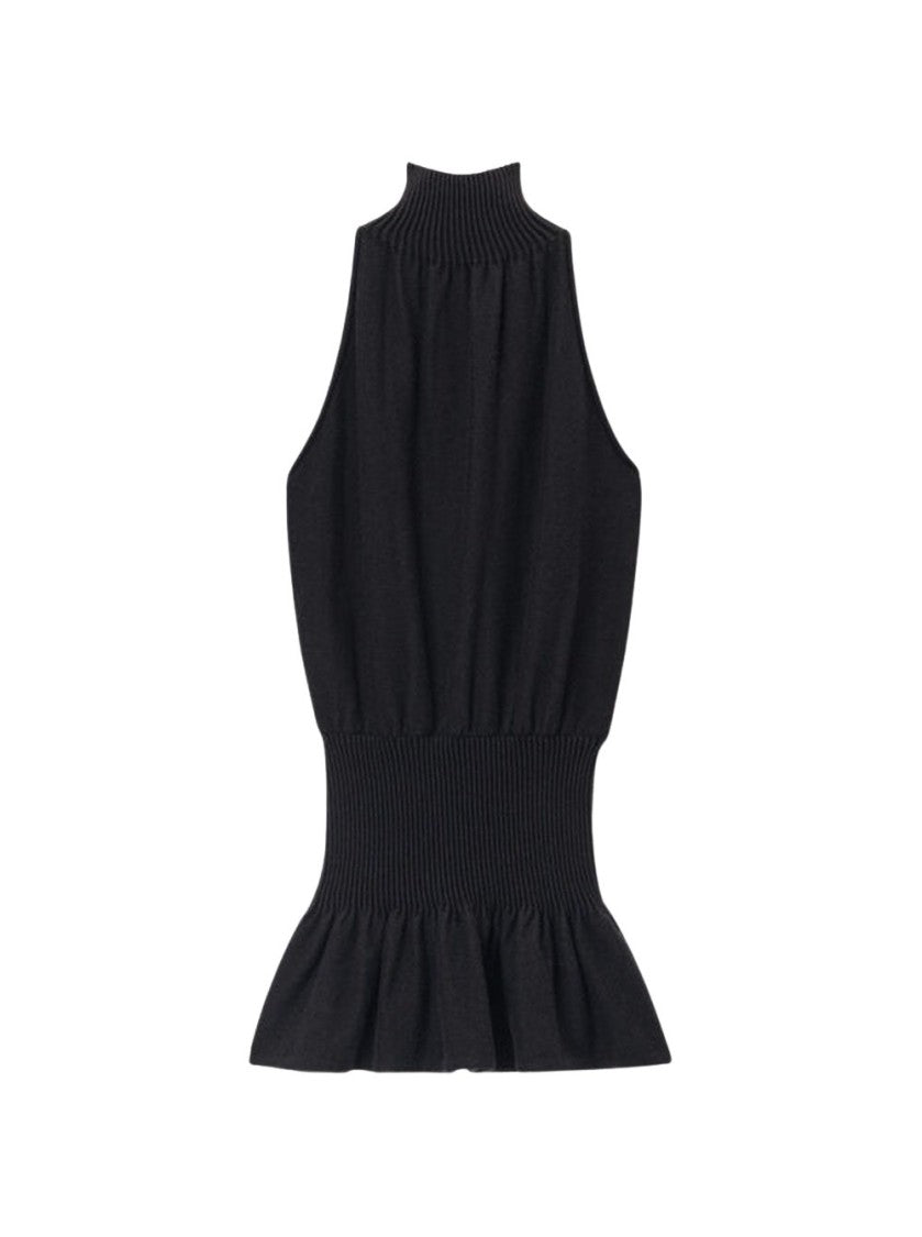 Alexander Wang Ruched Turtleneck Halter Dress Black