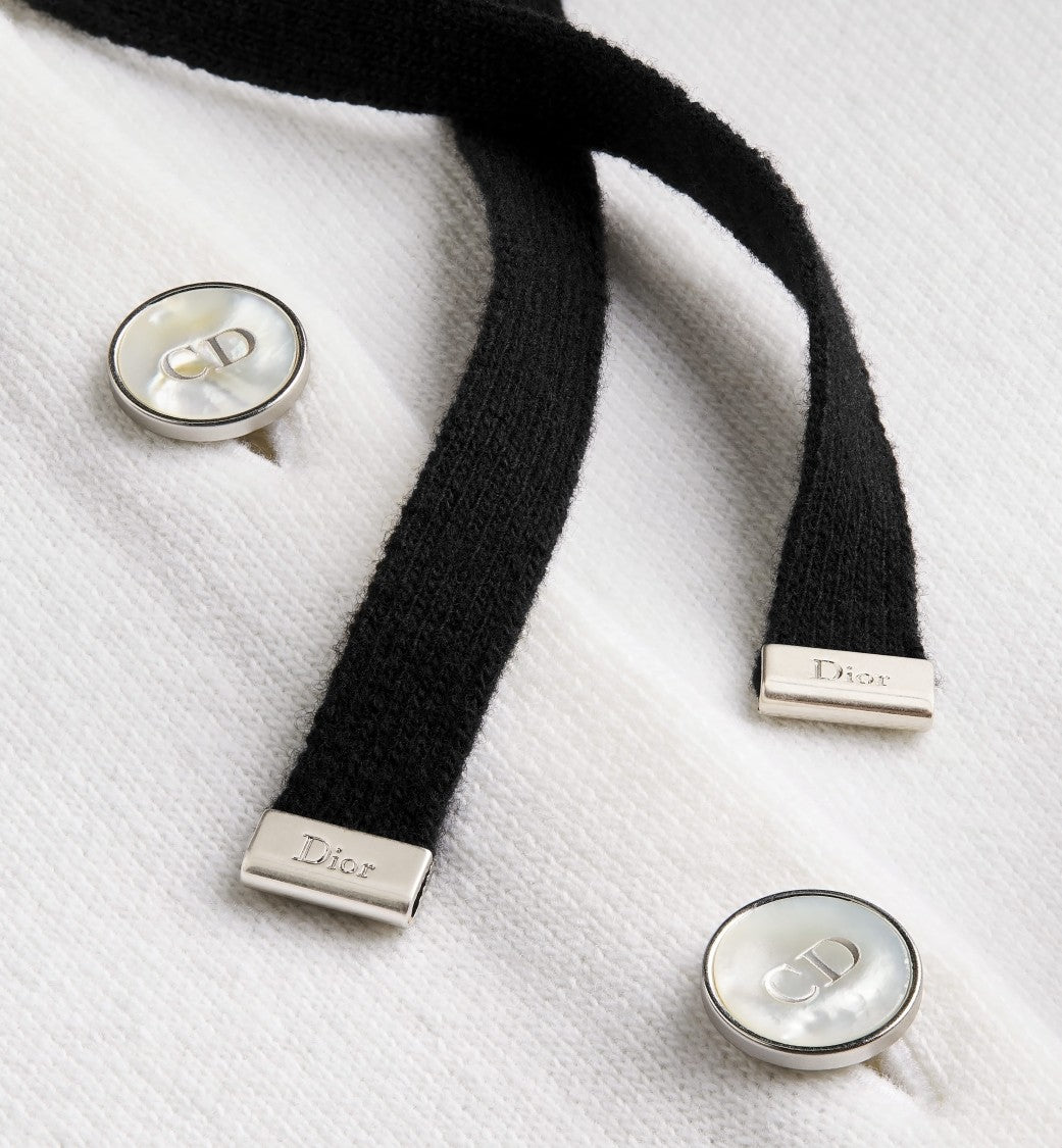 Christian Dior Knitwear Jacket Cropped Ribbon Tie Cardigan