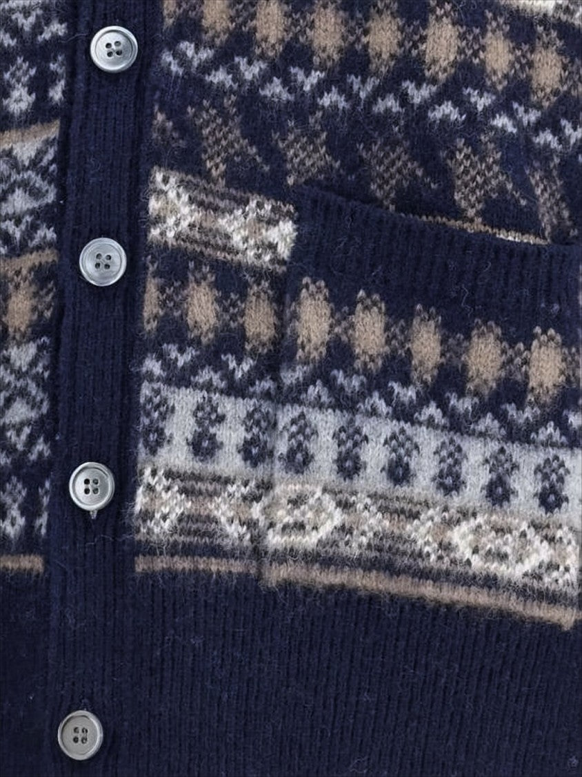 Thom Browne Multi-Patterned V-Neck Cardigan With Button-Down Front