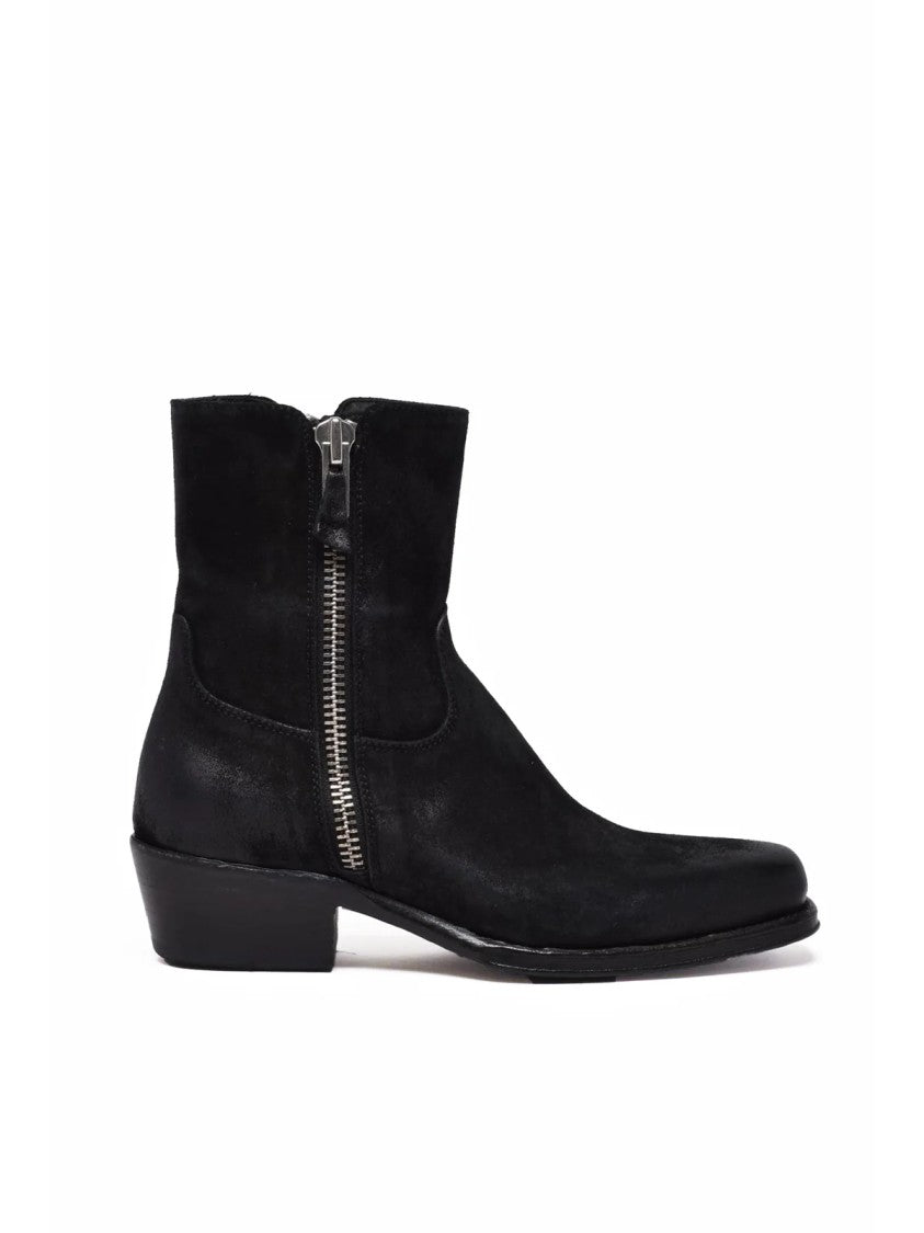 Damy Black Suede Zip Ankle Boots