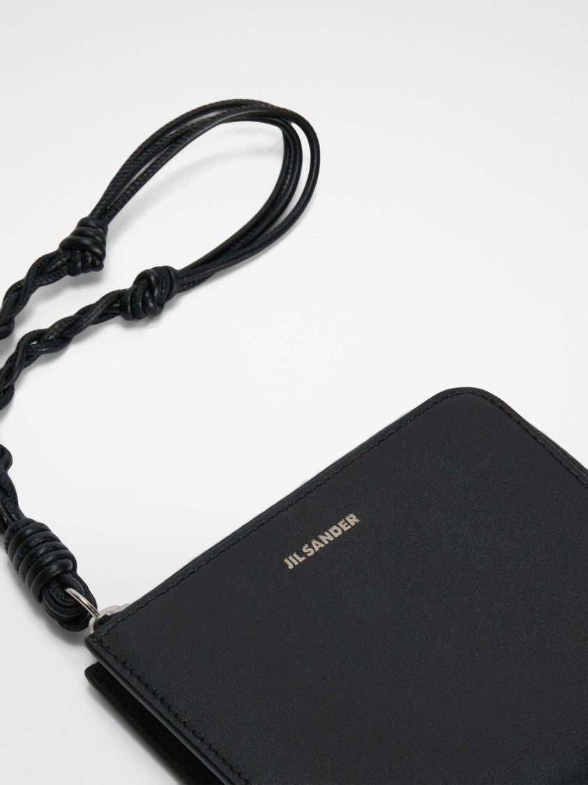 Jil Sander Black Rectangular Zip Braided Wallet