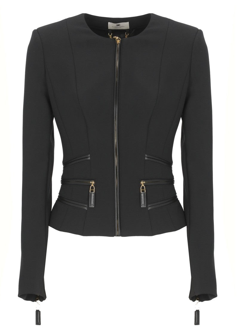 Elisabetta Franchi Fitted Crepe Jacket With Structured Seams