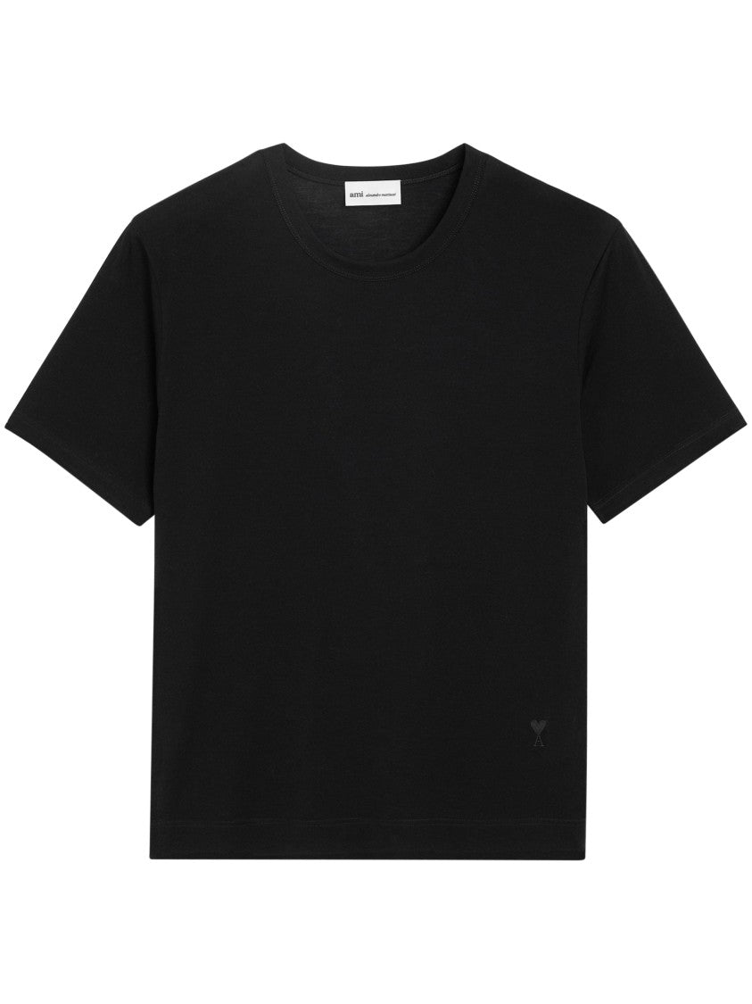 Ami Paris Classic Fit Black T-Shirt With Ami De Coeur Patch