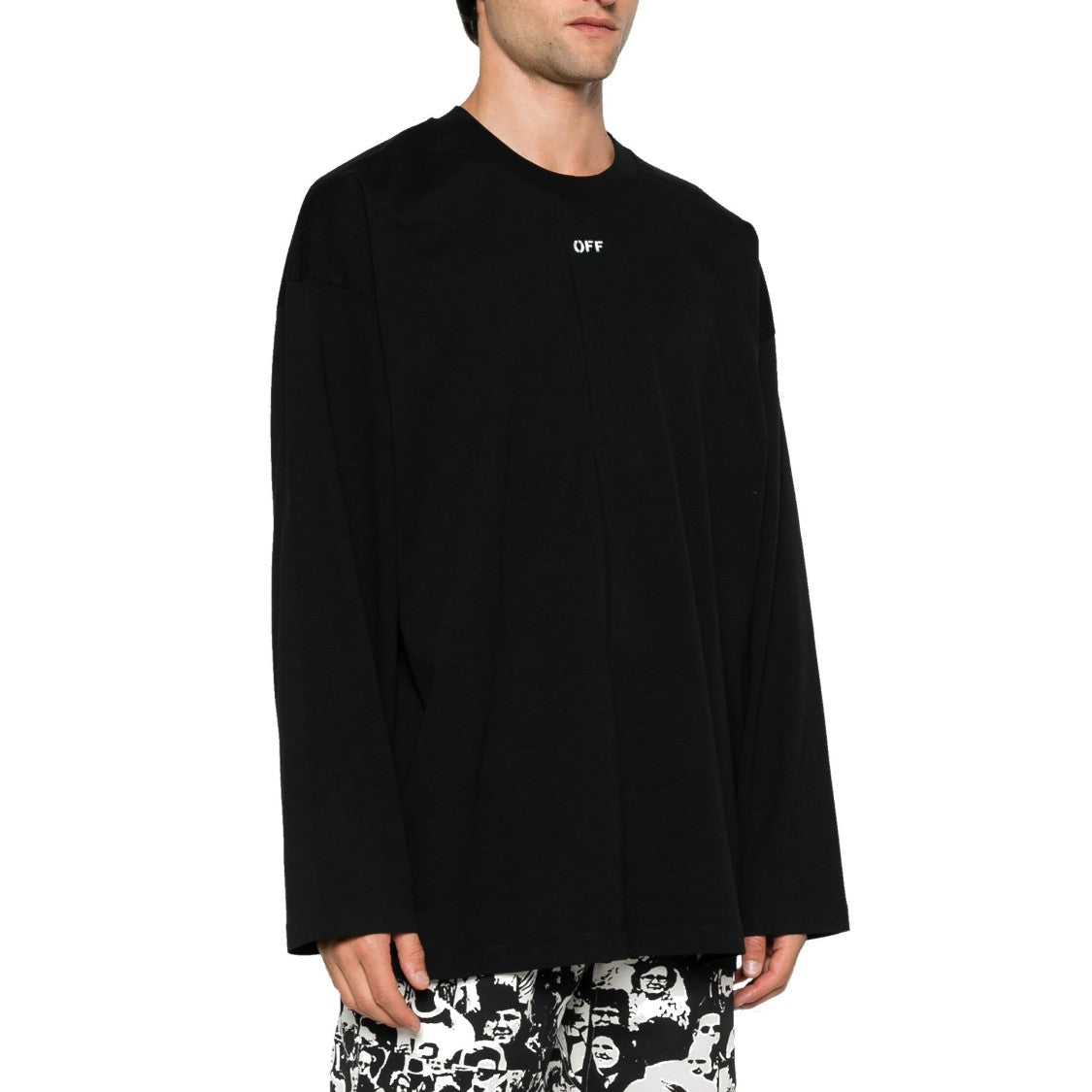 Off-White Black Jersey Cotton T-Shirt With Logo Print