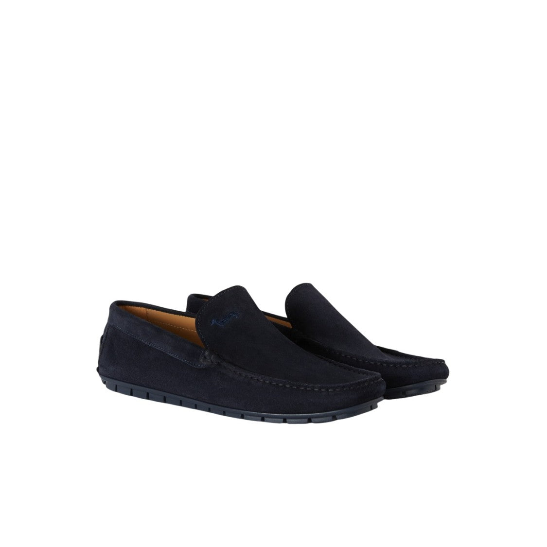 Harmont & Blaine Blue Suede Moccasins With Rubber-Studded Sole