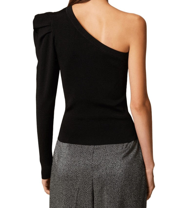 Twinset Actitude One-Shoulder Fitted Sweatshirt With Draped Detailing