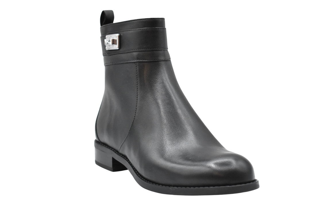 Michael Kors Black Leather Ankle Boots With Rounded Toe