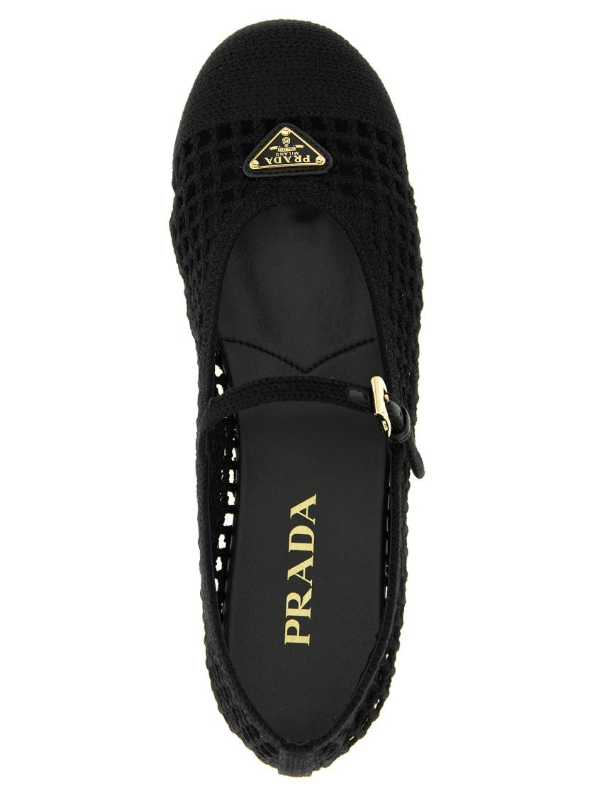 Prada Crochet Cotton Ballet Flats