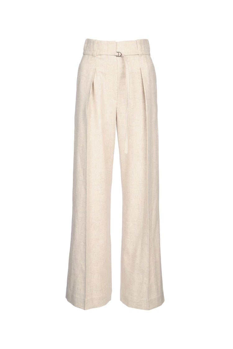 Brunello Cucinelli High-Waisted Wide-Leg Pants With Built-In Belt