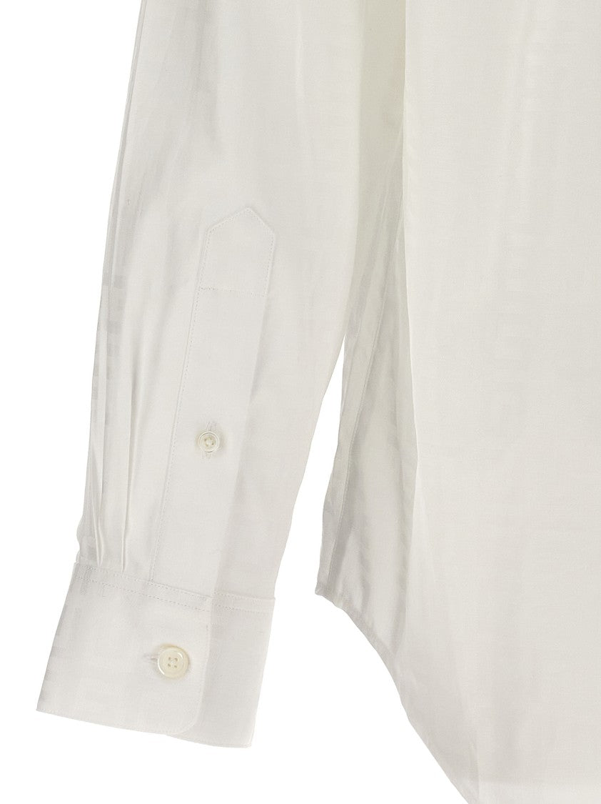 Givenchy Button-Down Cotton Shirt With All-Over Logo Intarsia