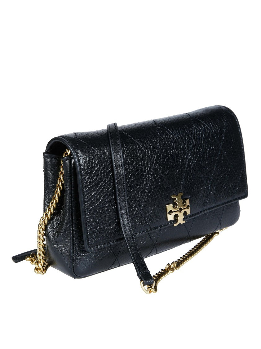 Tory Burch Charlie Quilted Pebbled Leather Chain Wallet