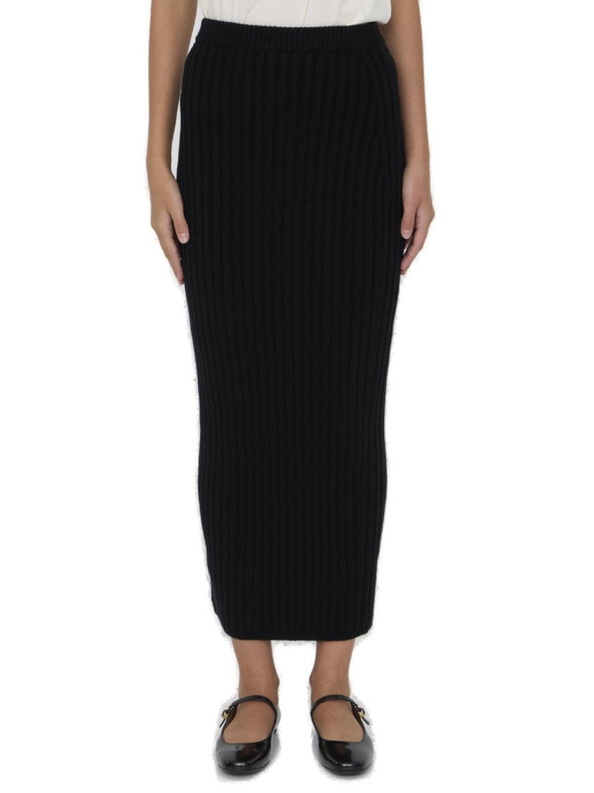 Max Mara Ribbed Black Midi Skirt