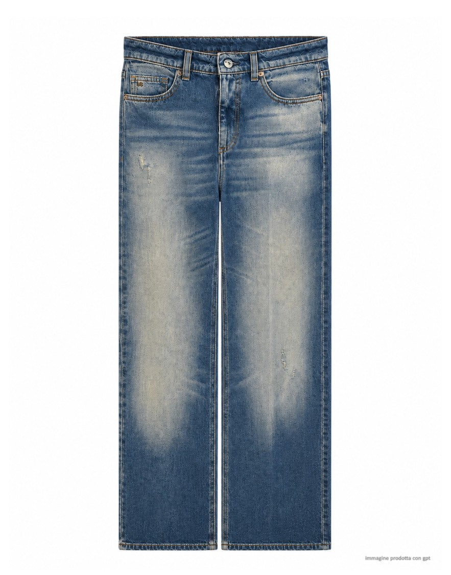 Nine In The Morning Classic Blue High-Waisted Franca Trumpet Jeans