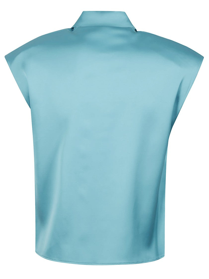 Maria Vittoria Paolillo Structured Blue Viscose Shirt With Glossy Finish