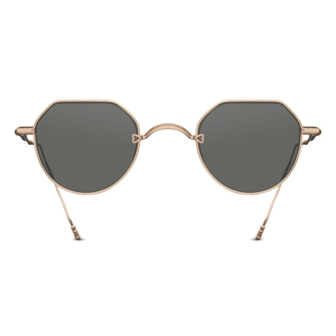 Matsuda M3132 Octagonal Gold Sunglasses With Textured Metal Arms