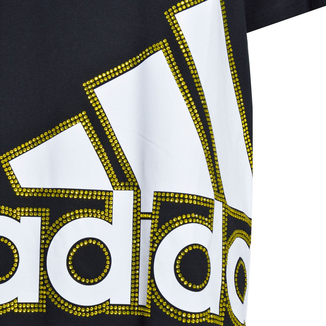 Caban Romantic X Adidas Black Cotton T-Shirt Swarovski Applications