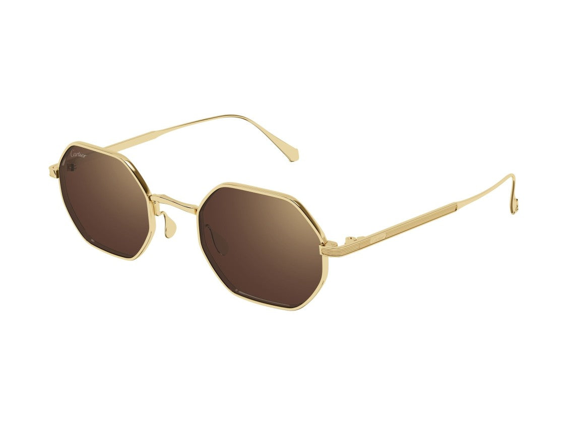 Cartier Gold Ct0627s Metal Octagonal Sunglasses