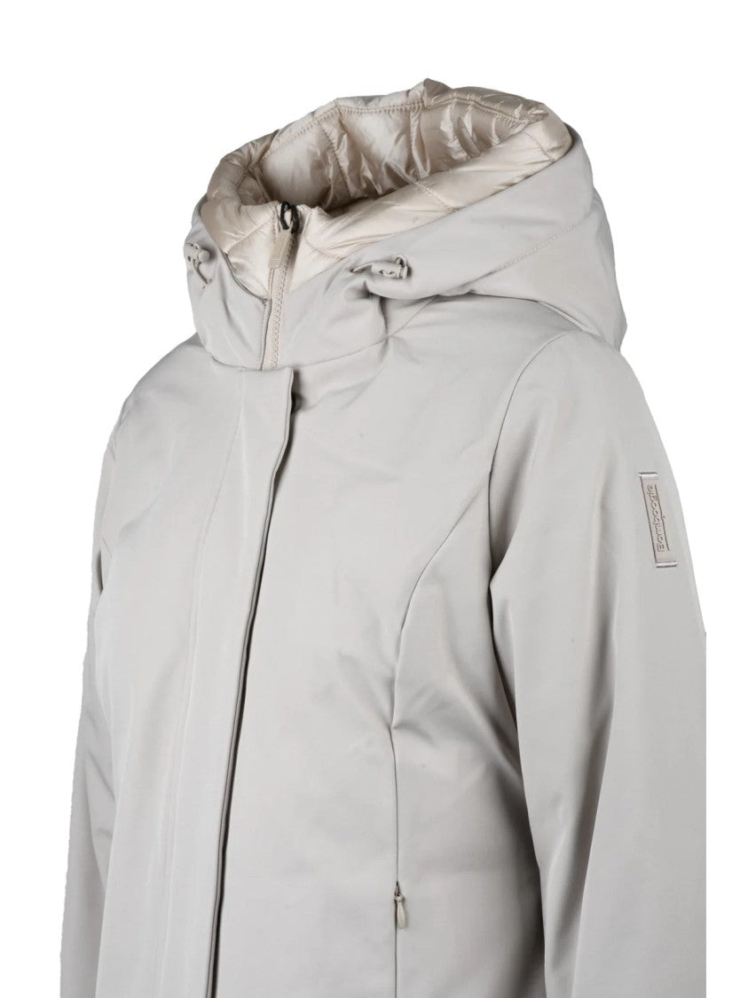 Bomboogie Padded Pearl Grey Short Jacket With Combined Closure