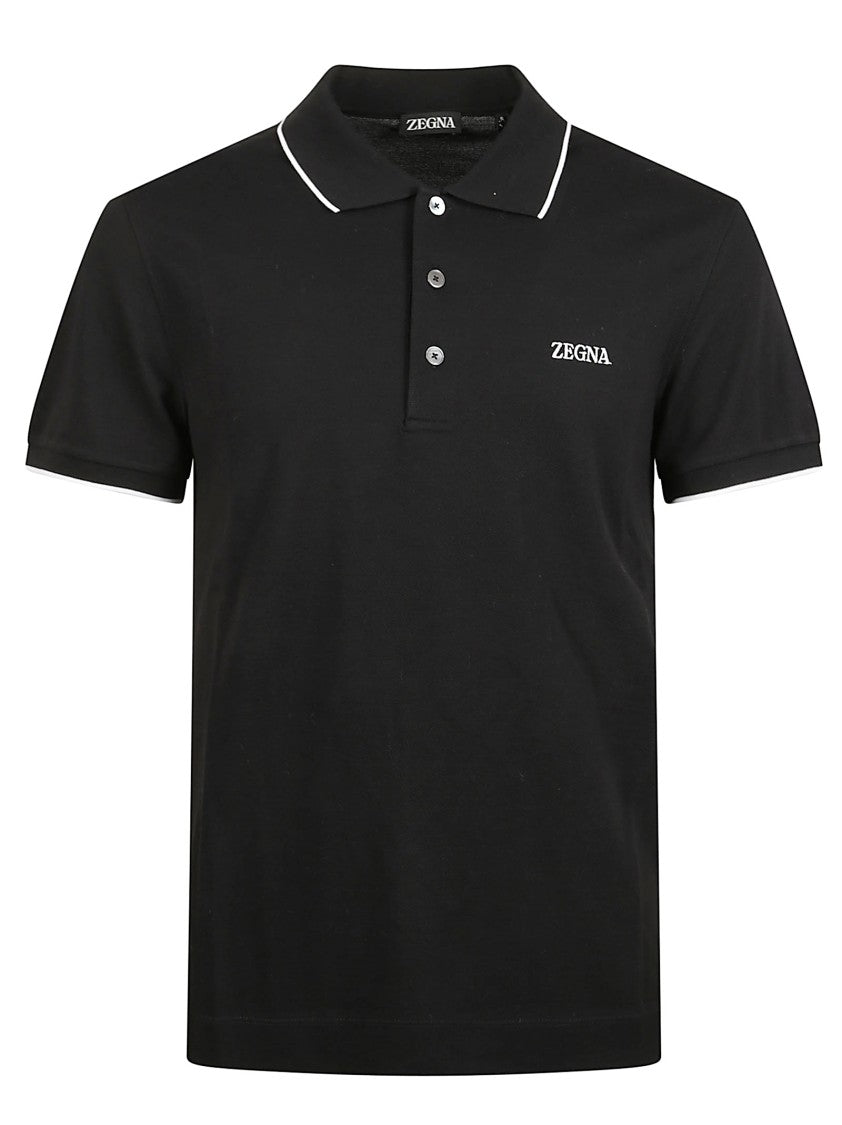 Zegna Classic Stretch Cotton Polo With Embroidered Logo