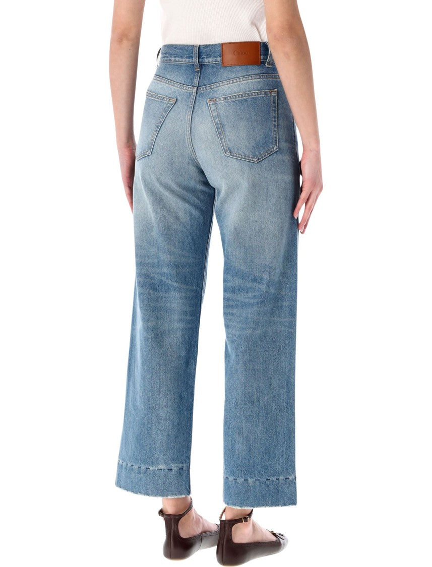 Chloé High-Rise Cropped Wide-Leg Jeans