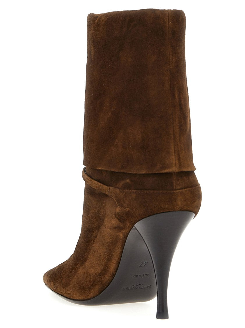 Saint Laurent Soft Suede Ankle Boots With Slouchy Upper