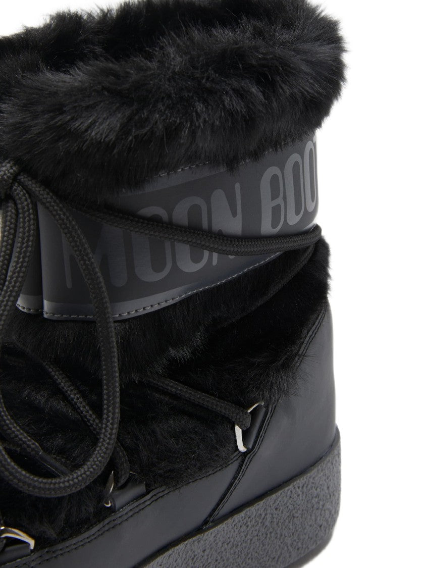 Moon Boot Mid-Height Black Boots With Furry Upper