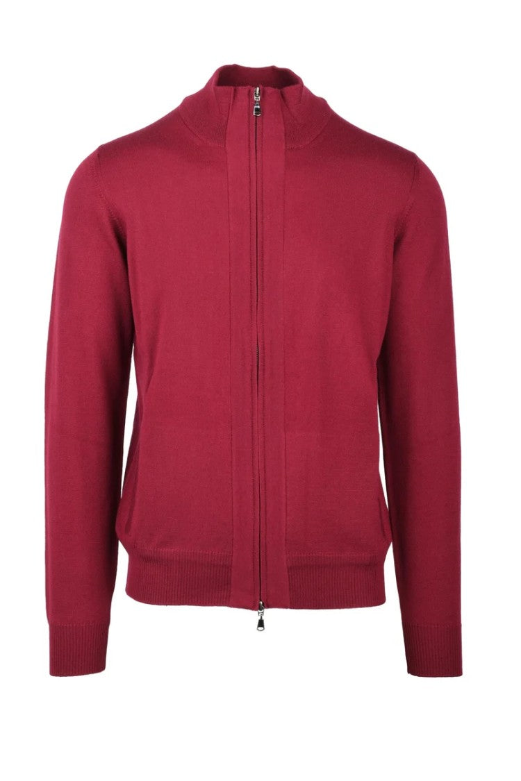 Alpha Studio Merino Wool Cardigan - Red