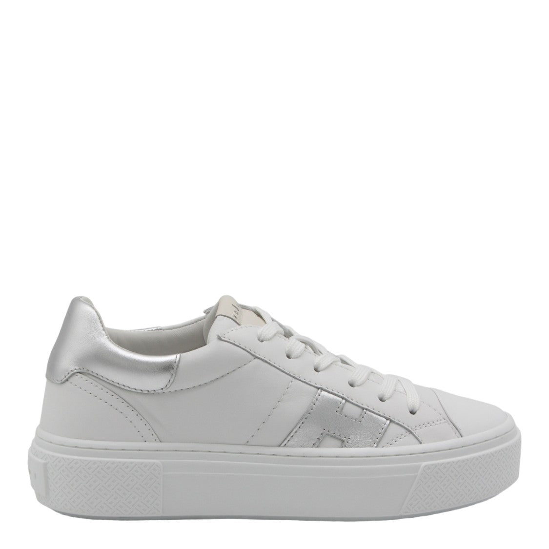 Hogan White Leather Sneakers With Metallic Accents