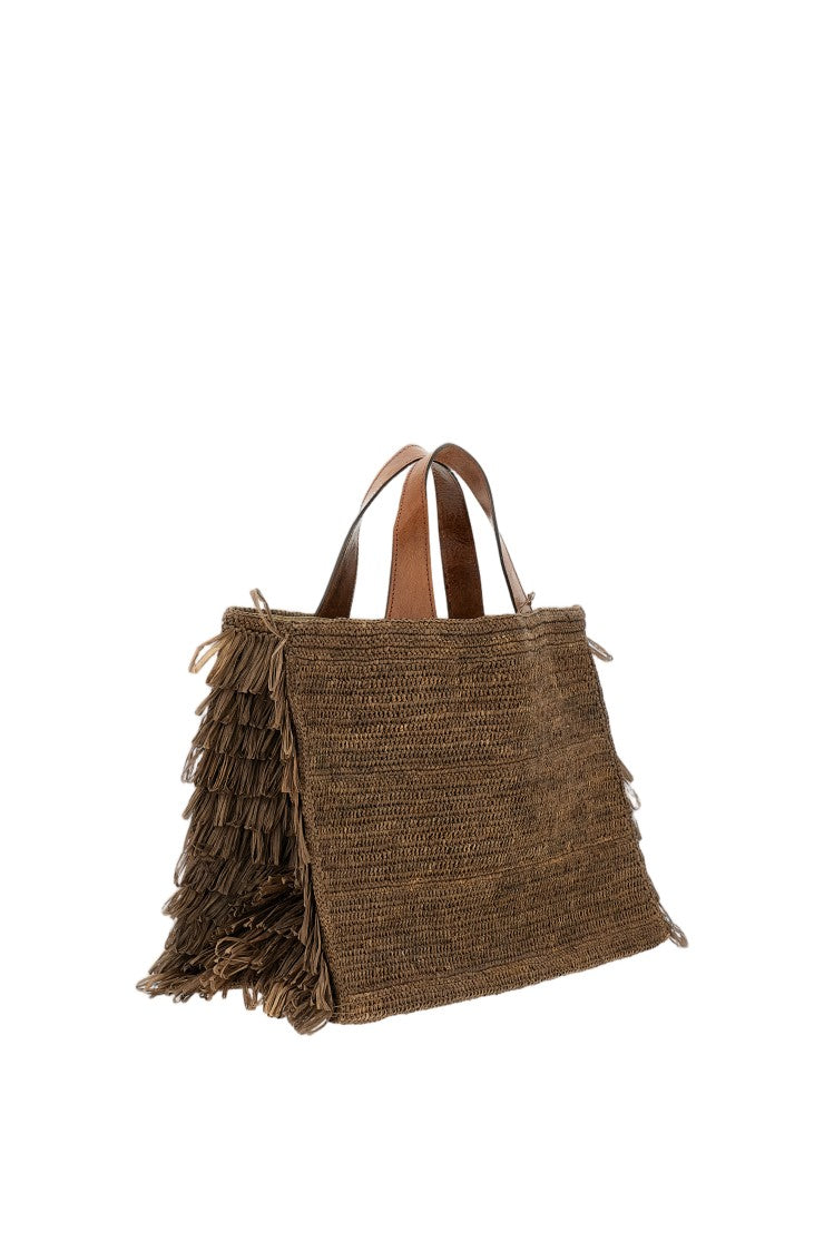 Ibeliv Rectangular Raffia Bag With Fringed Sides
