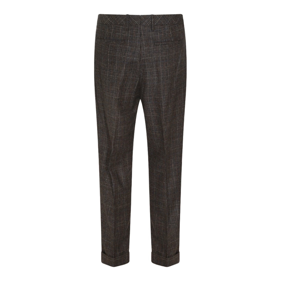 Gta Il Pantalone Tailored Dark Plaid Trousers With Cuffed Hems