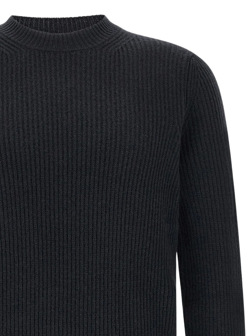 Zanone Giro Cropped Ribbed Crewneck Knit Sweater