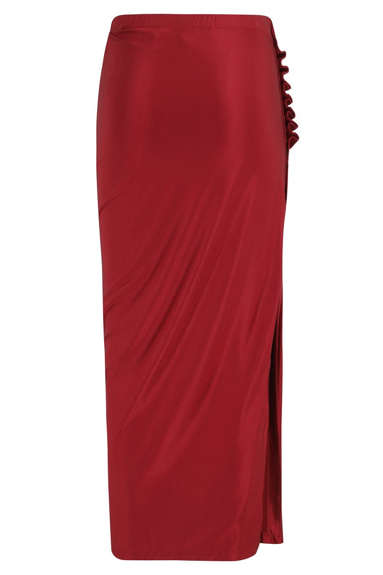 Rabanne Jupe Scarlet Jersey Satin Maxi Skirt