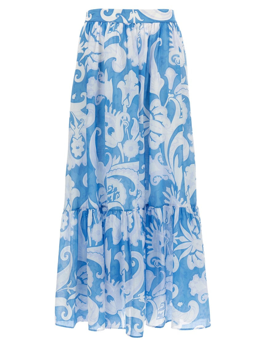 Etro Vibrant Floral Maxi Skirt With Elastic Waistband