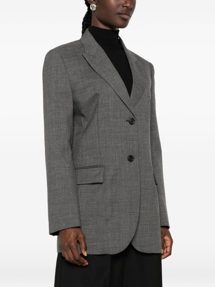 Prada Grey Tailored Notched Lapel Jacket