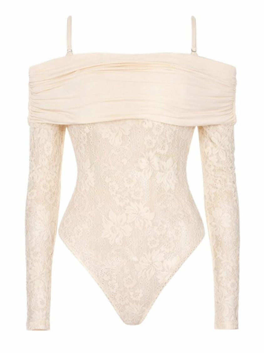 Zimmermann Lace Bodysuit Rebellion Sheer Off-Shoulder